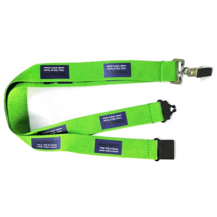 Fluorescente cor verde personalizado Logo webbing Lanyard Apoio comercial ou brindes promocionais ou brindes