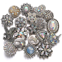 Haute Qualité Bijoux BRICOLAGE Cristal Strass Fleur 18mm 20mm Bouton Pression En Métal