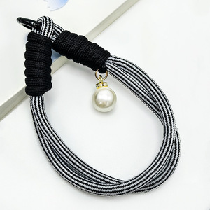 Cordon de téléphone avec pendentif perle épaissie, corde en polyester, breloque ronde en cristal, unisexe, pour usage extérieur - Product Image 5