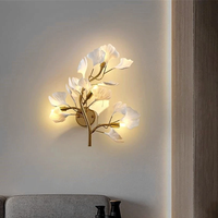 Lampe murale nordique en forme de feuille de Ginkgo, lumière minimaliste à 3 couleurs pour chambre à coucher, salon