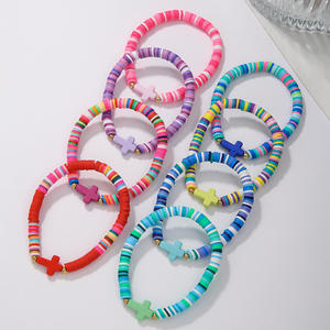 Pulsera de Moda con Letras, Cruz, Ojos Turcos, Colorida, Estilo Boho, de Arcilla Polimérica, Juego de Pulseras para <span class=keywords><strong>Amistad</strong></span> - Product Image 3