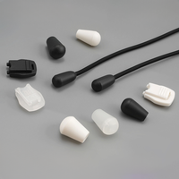 Terminales de Cordón Cónicos Negros Brillantes Pequeños con Hebilla de Plástico de un Solo Extremo Abierto, Diseño Impermeable y Ligero para Bolsos, Sudaderas y Prendas