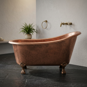Baignoire ovale autoportante en cuivre antique avec pieds en métal pour la maison, l'hôtel et le bain des adultes - Product Image 1
