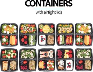 Boîtes d'emballage pour la restauration rapide, contenants pour repas en PP adaptés au micro-ondes, boîtes à lunch jetables à trois compartiments - Product Image 5