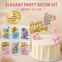 12pcs Set Dekorasi Kue Ulang Tahun Pink untuk Wanita, Figur Wanita 3D, Bola Bunga Plush, Perlengkapan Pesta