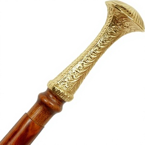 Bastón de Madera Vintage con Empuñadura de Latón, Hecho a Mano, Estilo Antiguo, para Regalo o Decoración del Hogar - Product Image 4
