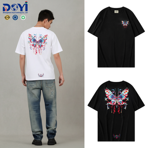 T-shirt unisexe surdimensionné à manches courtes DUYI brodé 100% coton, motif floral <span class=keywords><strong>psychédélique</strong></span> vibrant, personnalisable OEM ODM, streetwear - Product Image 1