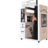 Kiosque photo rétro vintage en libre-service avec imprimante à écran tactile pour location d'événements de mariage, machine photomaton