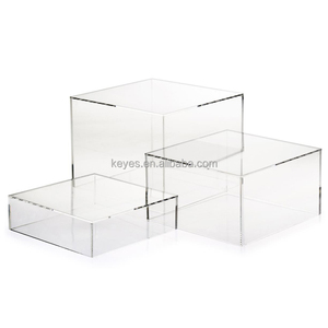 Ensemble de 3 cubes gigognes modernes en acrylique noir Présentoir de nourriture pour <span class=keywords><strong>buffet</strong></span> de mariage et de fête portable - Product Image 5