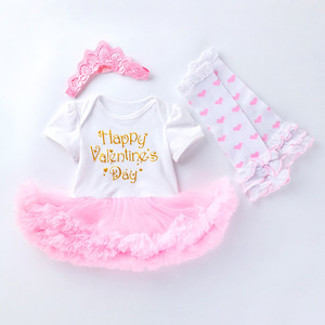 2020 ropa de bebé de Día de San Valentín los niños del mameluco vestido con calentador de la pierna diadema ropa de bebé - Product Image 2