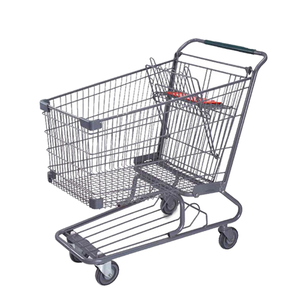 180L Custom Steel <b>Chrome</b> Plated Unfolding Supermarket Shopping Cart Trolley Shanghai Origin OEM Model - Product Image 1