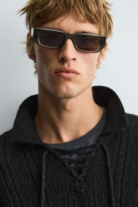 Maglione Polo da Uomo <span class=keywords><strong>di</strong></span> Design in <span class=keywords><strong>Pizzo</strong></span> Nero a Maniche Lunghe, Pullover Traforato Trasparente con Colletto Smerlato per un Look Avanguardista - Product Image 4