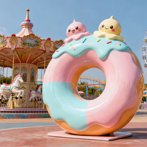 Estatua de Donut <span class=keywords><strong>Gigante</strong></span> de Fibra de Vidrio Pintada a <span class=keywords><strong>Mano</strong></span>, Personalizada con Color y Logotipo, para Decoración de Tiendas al Aire Libre - Product Image 3