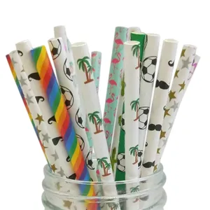 Creative Hawaiian Style Series Colorful Paper Straw Disposable Juice Drink Paper Straw Party Dessert Decoration Tube