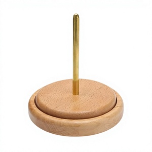Soporte Redondo de Madera Ecológico y Portátil para Hilos, con Doble Eje, para Tejer y Hacer Ganchillo - Product Image 3