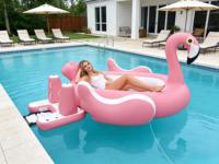 Île flottante géante gonflable en forme de flamant rose de qualité commerciale, en PVC, capacité 100-500 kg, <5 passagers, personnalisable DST
