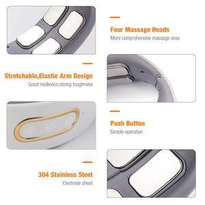 Masajeador de cuello con masajeador linfático de cuello térmico para aliviar el dolor y la fatiga, 6 modos 9 niveles Función de voz calentada inalámbrica - Product Image 4