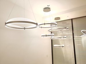 Phong cách mới 80 + 60 + 40 Trần Thanh lịch trong Nhà Vòng Led vòng tròn đèn chùm hiện đại nhôm ánh sáng mặt dây chuyền - Product Image 3