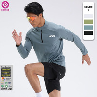 Haut de sport à manches longues pour homme, séchage rapide, avec logo personnalisé, grande taille, fermeture éclair 1/4