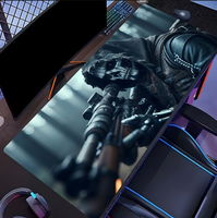 Alas Mouse Gaming Bertema Ekstra Besar dengan Desain Permukaan Bertudung Tengkorak Sniper Stealth, Cetakan Definisi Tinggi Reaper Grim