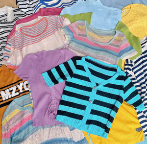 Venta al por mayor de pacas de ropa de verano Ukay: Tops de punto de segunda mano para mujer, pantalones cortos de punto usados de <span class=keywords><strong>primera</strong></span> elección, ropa usada del Reino Unido. - Product Image 2