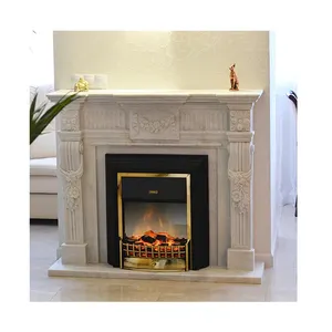 New Design Luxury Indoor Decorative Natural Stone White Marble Fireplace Surround