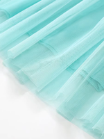 Vestido Tutú con Estampado de Arcoíris para Niñas Pequeñas, Top de Punto Acanalado de Manga Corta, Falda de Malla Suave en Capas, Color Menta, para Uso Diario al Aire Libre