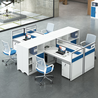 Bureau de coworking modulaire moderne 2, 4 ou 6 places, table de bureau avec espace ouvert, mobilier de bureau en bois pour personnel