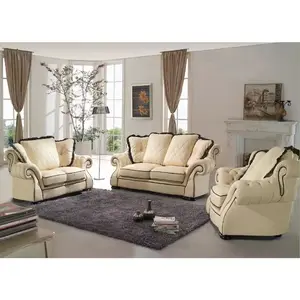 Antique sofa set furniture elegant leather living room sofa office leather set villa 3 seater luxury sofa set