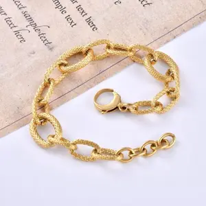 Fashion Ins Jewelry Women Gold Chains Rolo Paperclips Chunky Chain Bracelet Stainless Steel Charm Bracelets Microfiber Leather
