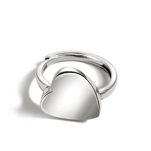 Bague de fiançailles minimaliste en forme de cœur réglable style métallique Dylam, plaquée rhodium, pour femme - Product Image 1