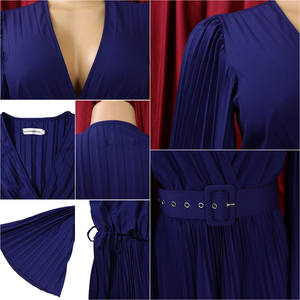 C8478 último diseño elegante vestido de noche cuello en V manga larga vestidos largos de graduación hombro flor vestidos de dama de honor 2024 - Product Image 6