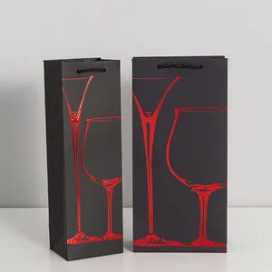 Chine Boîte-cadeau d'emballage de vin rouge personnalisé avec poignée Boîtes de papier recyclables faites à la main conçues pour le fabricant de vin en gros