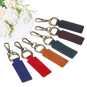 Hot Sale Personalized Multi-colors PU Leather Keychain Custom Logo Rectangle Keychain-Creative Retro Gift for Promotional