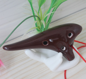 Ocarina en céramique à 6 trous, faite à la main, finition brillante, jouet musical pour les amateurs de musique, instrument folklorique chinois - Product Image 3