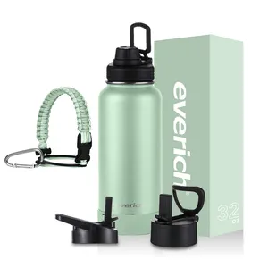 Everich Big Mouth Vacuum Flask Double Wall Stainless Steel Bottle With Rope Handle