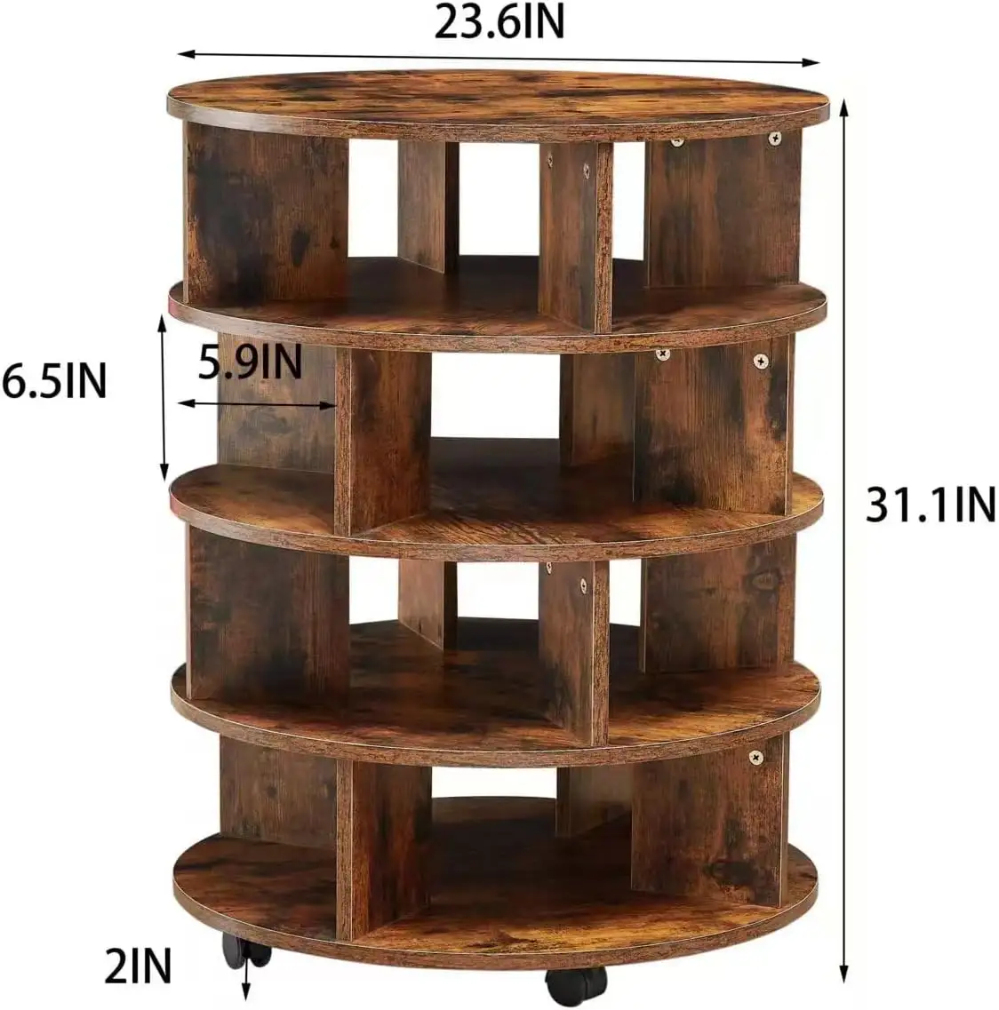Armoire de rangement à chaussures rotative en bois à 4 niveaux sur roues rotatives
