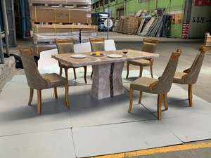 Table à manger en acier et marbre nordique moderne en gros, 8, 10, 12 places, pour la maison, l'hôtel, la villa, table à manger en pierre <span class=keywords><strong>Dali</strong></span> - Product Image 6