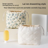 Tas Kosmetik Fashion Bahan Geometris Berlapis Cangkang Kapasitas Besar Nuansa Premium Organizer Perjalanan Portabel Kecil Segar Lucu