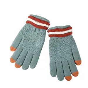 Autumn And Winter Female And Male Couple Touch Screen Gloves With Fleece Thickened Knitted Wool For Outdoor Warmth And Non-freez