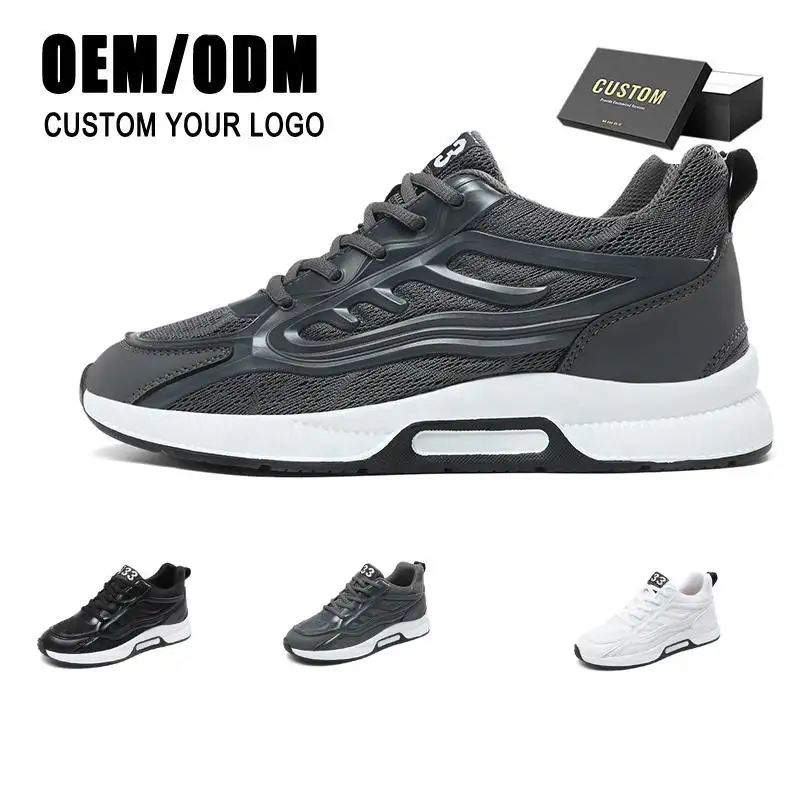 Scarpe Casual da uomo che corrono a piedi alla moda nero bianco uomo Sneakers sportive Logo personalizzato