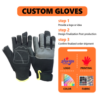 Gants mi-doigts souples et respirants en microfibre texturée, avec bracelet réglable antidérapant, résistants à l'abrasion et durables