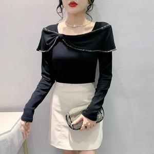 <span class=keywords><strong>Camiseta</strong></span> caliente para <span class=keywords><strong>mujer</strong></span> Heavy Craft Bead <span class=keywords><strong>manga</strong></span> larga moda elegante grueso, tela lijada Base térmica pequeña camisa para <span class=keywords><strong>mujer</strong></span> - Product Image 6