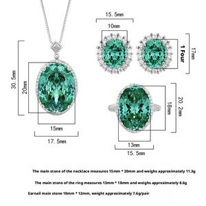 Wholesale Eco-friendly Copper Oval Cut 15*20/13*18MM <b>Emerald</b> Green Zircon Jewellery Set Women for Timeless Elegance - Product Image 2