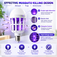 Lampe anti-moustiques LED UV E27 220V AC 15W à intensité variable certifiée RoHS, piège à insectes, tue-mouches, veilleuse pour jardin et bébé