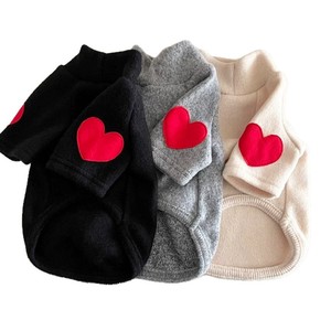 Pet Fleece <b>Sweater</b> Gray Heart Patch <b>Dog</b> Hoodie Base Layer Four Seasons Apparel - Product Image 5