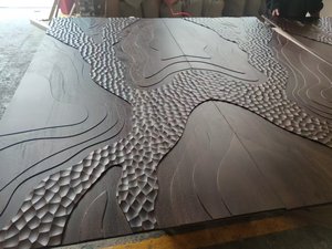 Vente directe d'usine, panneau mural en bois 3D artisanal, paysage abstrait sculpté, art en bois massif pour la décoration de la maison - Product Image 3