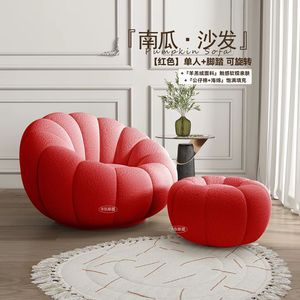 Poltrona Reclinabile a Forma di Zucca Bianco Crema, Divano Letto Singolo con <span class=keywords><strong>Design</strong></span> a Petalo, Sedia Relax per <span class=keywords><strong>Soggiorno</strong></span> e Casa - Product Image 4