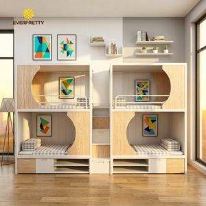 เตียงเหล็กสีขาวสไตล์โมเดิร์นสุดหรู พร้อมบันไดเก็บของและตู้เก็บของ สำหรับ 4 คน เหมาะสำหรับอพาร์ทเมนต์และคอน<span class=keywords><strong>โด</strong></span> - Product Image 1