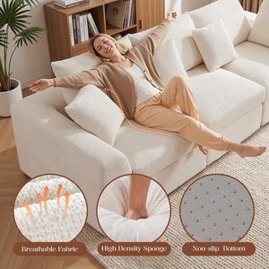 Canapé sectionnel Cloud de 110 pouces pour salon, <span class=keywords><strong>convertible</strong></span> en forme de L, 3 places, ottoman modulaire sans structure, <span class=keywords><strong>beige</strong></span> - Product Image 5